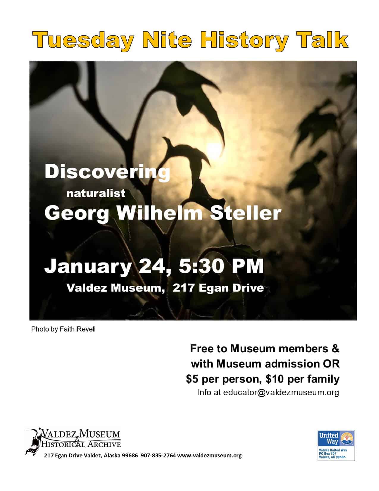 Tuesday Nite History Talk - Georg Wilhelm Steller Jan 24